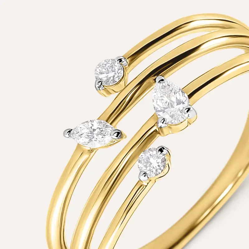 Anello Fascia Diamade Glam Oro Giallo Diamante Lab-Grown miniatura 2