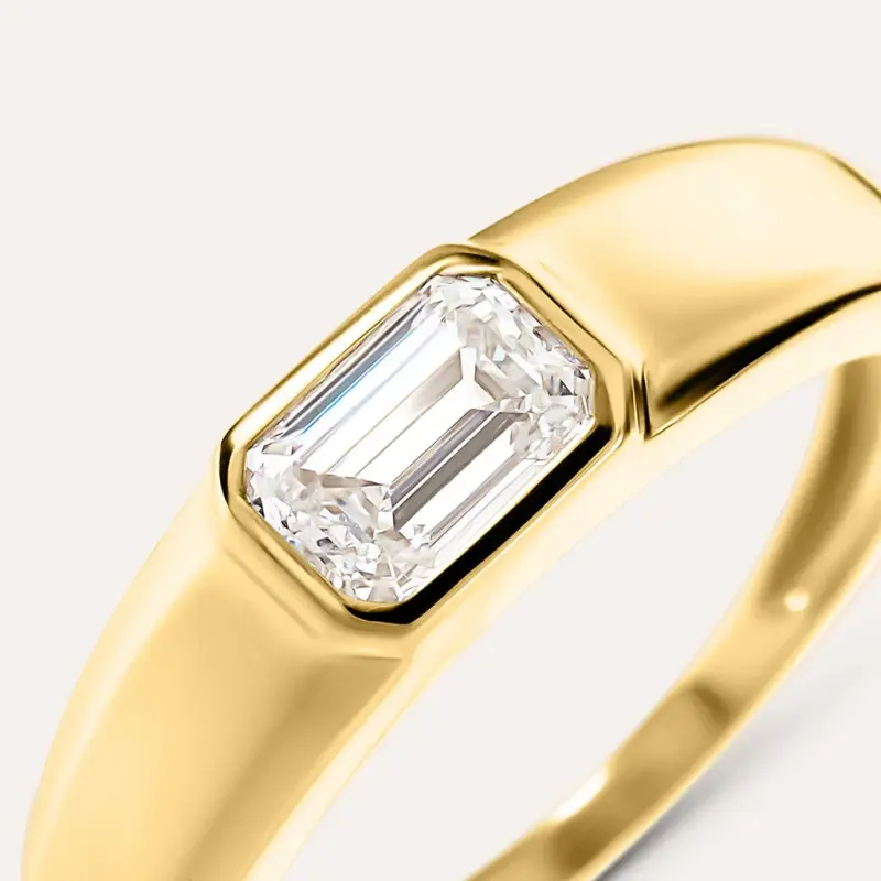 Anello Fascia Diamade Glam Oro Giallo Diamante Lab-Grown miniatura 2