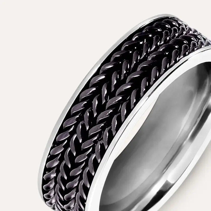 Anello Fascia Man Code Acciaio Bicolore miniatura 2