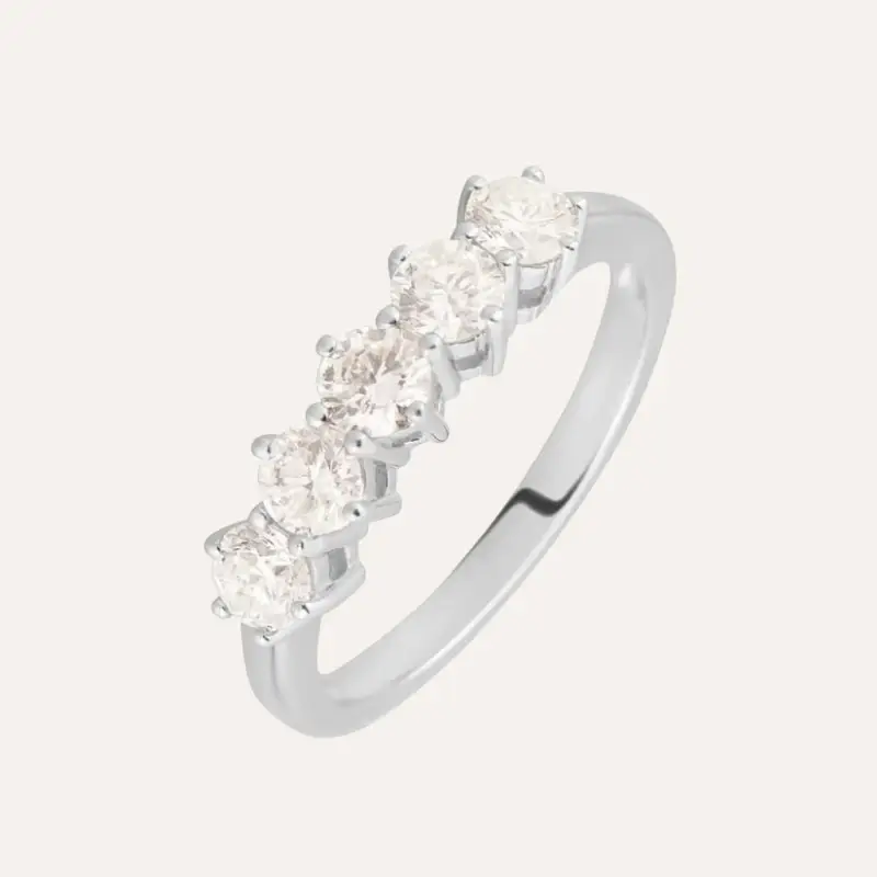 Anello Riviere Firmamenti Oro Bianco Diamante