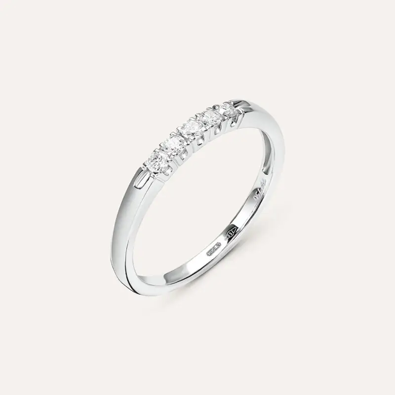 Anello Riviere Firmamenti Oro Bianco Diamante