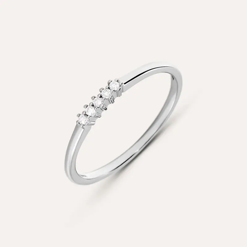 Anello Riviere Grace Oro Bianco Diamante