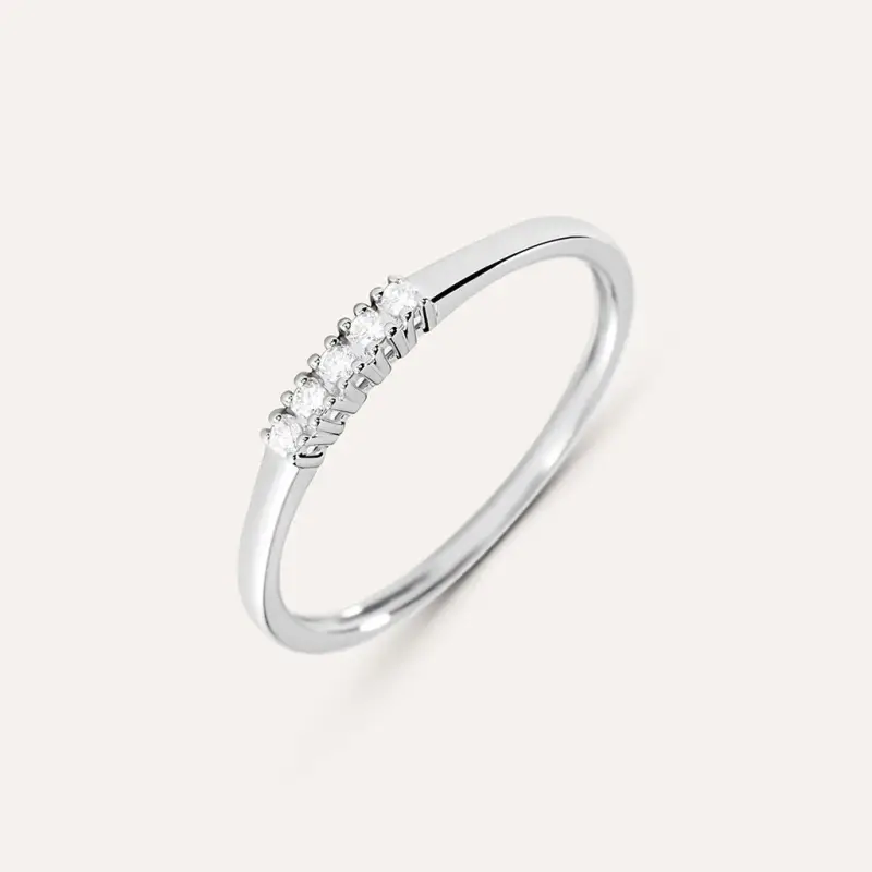 Anello Riviere Grace Oro Bianco Diamante