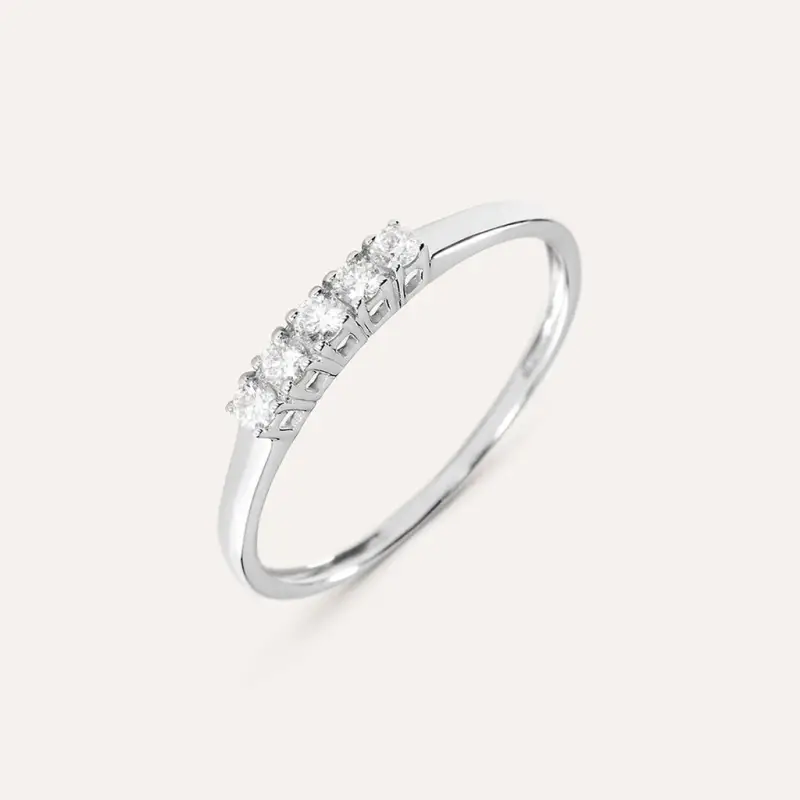 Anello Riviere Grace Oro Bianco Diamante