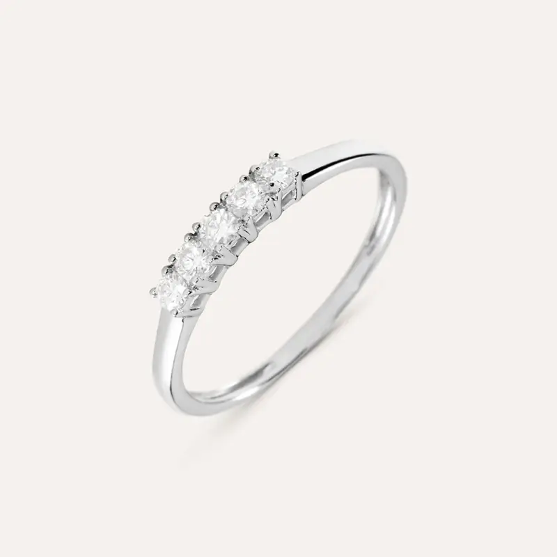 Anello Riviere Grace Oro Bianco Diamante