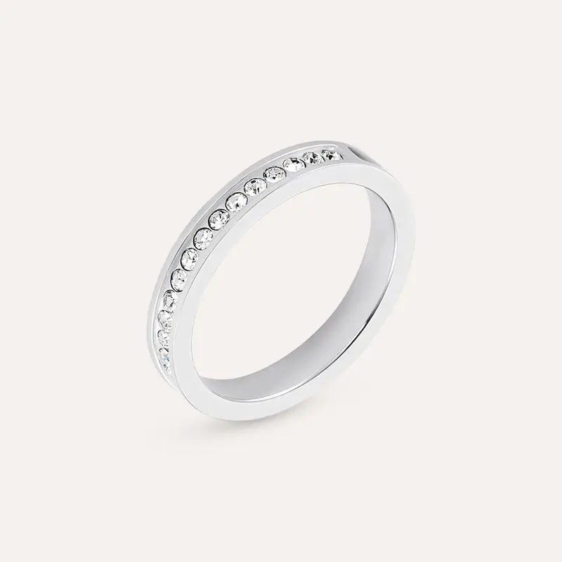 Anello Semi-eternity Lady Sweet Acciaio Cristallo