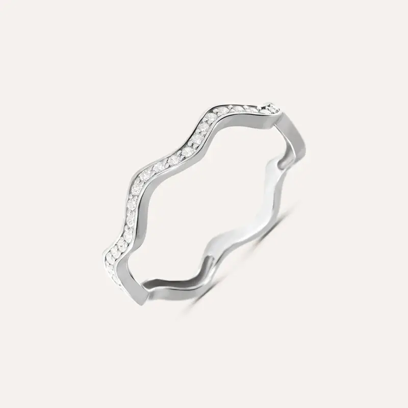 Anello Semi-eternity Silver Shine Argento Rodiato Cubic Zirconia