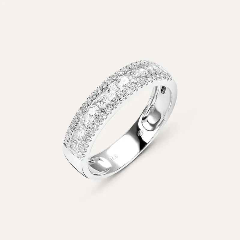 Anello Semi-eternity Sophia Oro Bianco Diamante