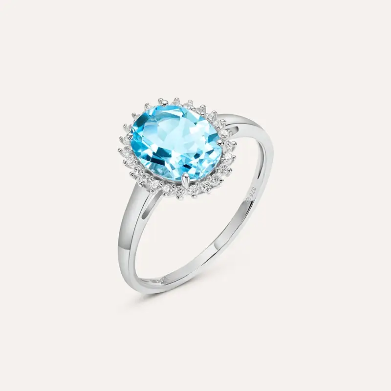 Anello Solitario Amélie Oro Bianco Topazio Cubic Zirconia