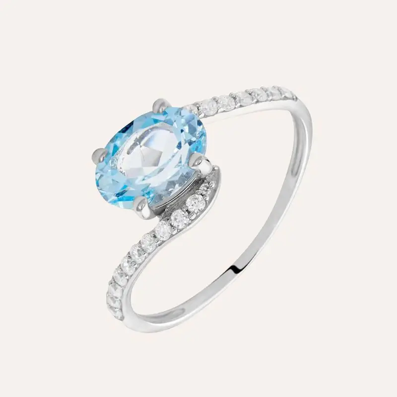 Anello Solitario Amélie Oro Bianco Topazio Cubic Zirconia