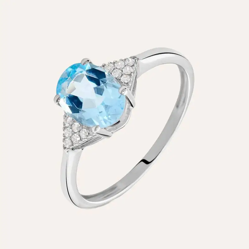 Anello Solitario Amélie Oro Bianco Topazio Cubic Zirconia