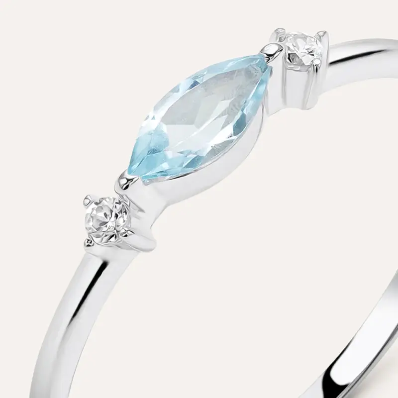 Anello Solitario Amélie Oro Bianco Topazio Cubic Zirconia miniatura 2