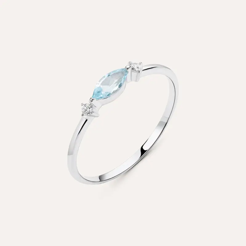 Anello Solitario Amélie Oro Bianco Topazio Cubic Zirconia