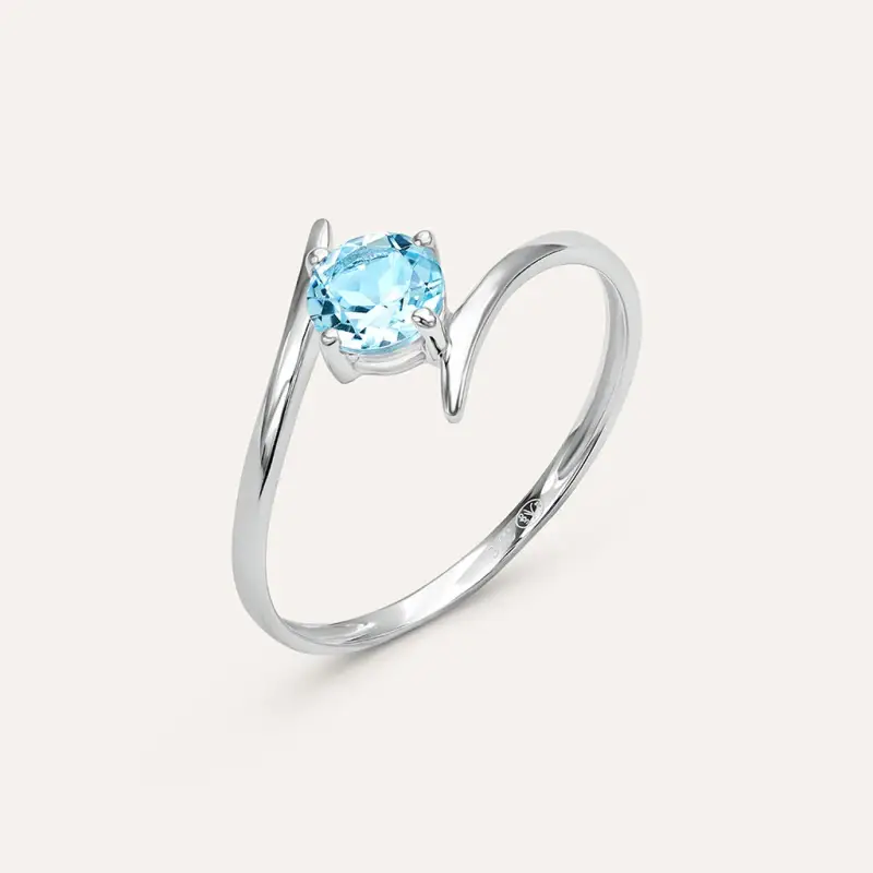 Anello Solitario Amélie Oro Bianco Topazio