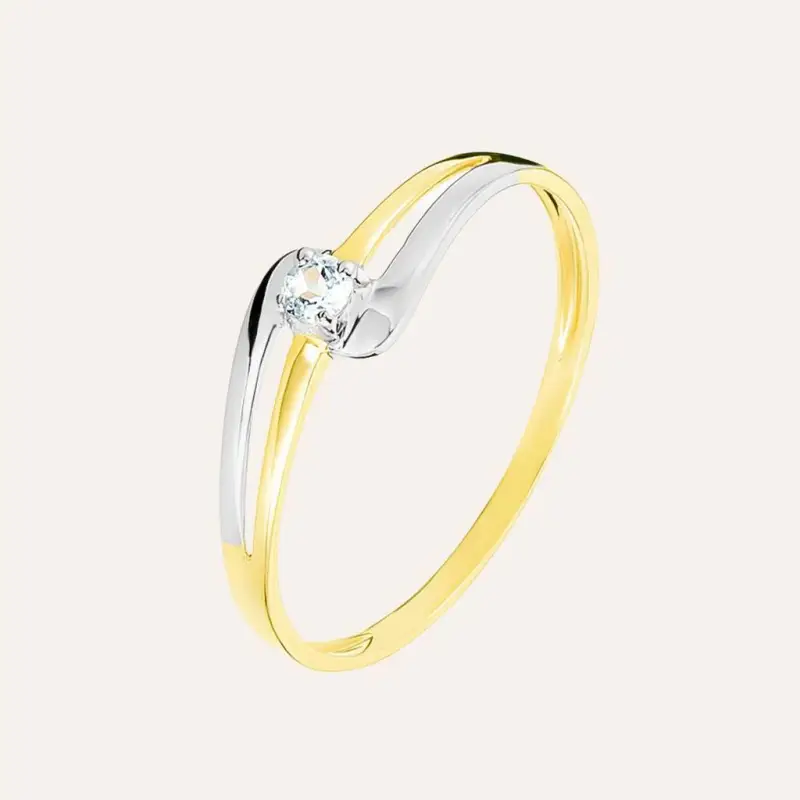 Anello Solitario Amélie Oro Bicolore Topazio