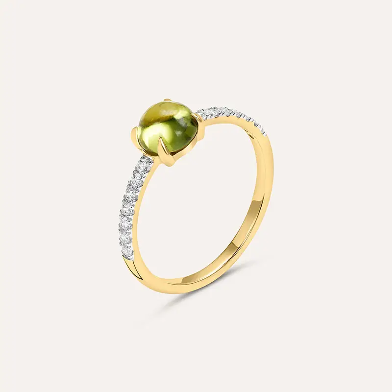 Anello Solitario Amélie Oro Giallo Peridoto Cubic Zirconia
