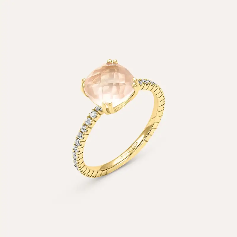 Anello Solitario Amélie Oro Giallo Quarzo Cubic Zirconia