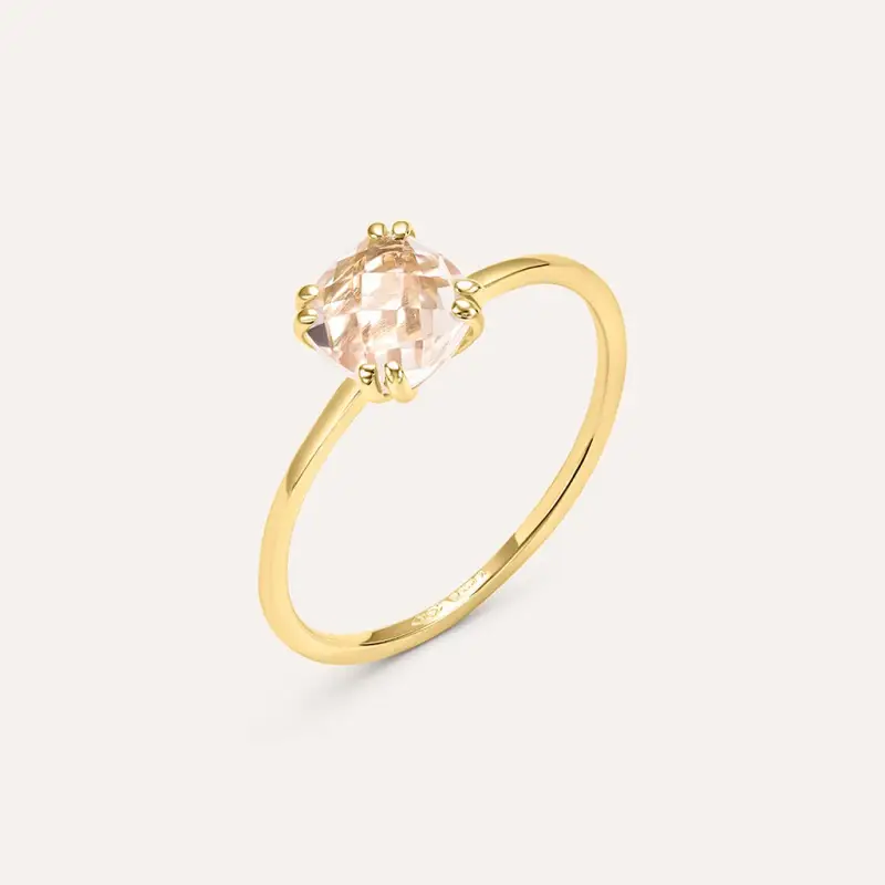 Anello Solitario Amélie Oro Giallo Quarzo