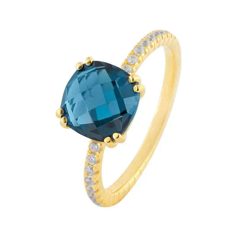 Anello Solitario Amélie Oro Giallo Topazio Cubic Zirconia