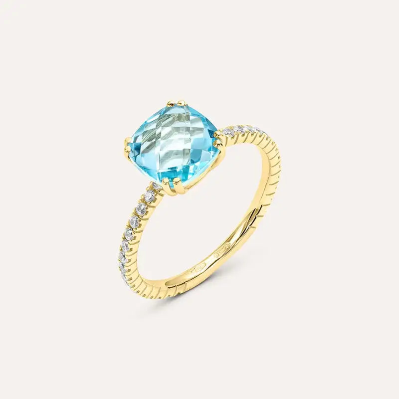 Anello Solitario Amélie Oro Giallo Topazio Cubic Zirconia
