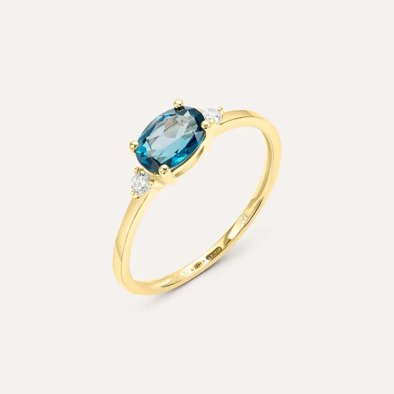 Anello Solitario Amélie Oro Giallo Topazio Cubic Zirconia