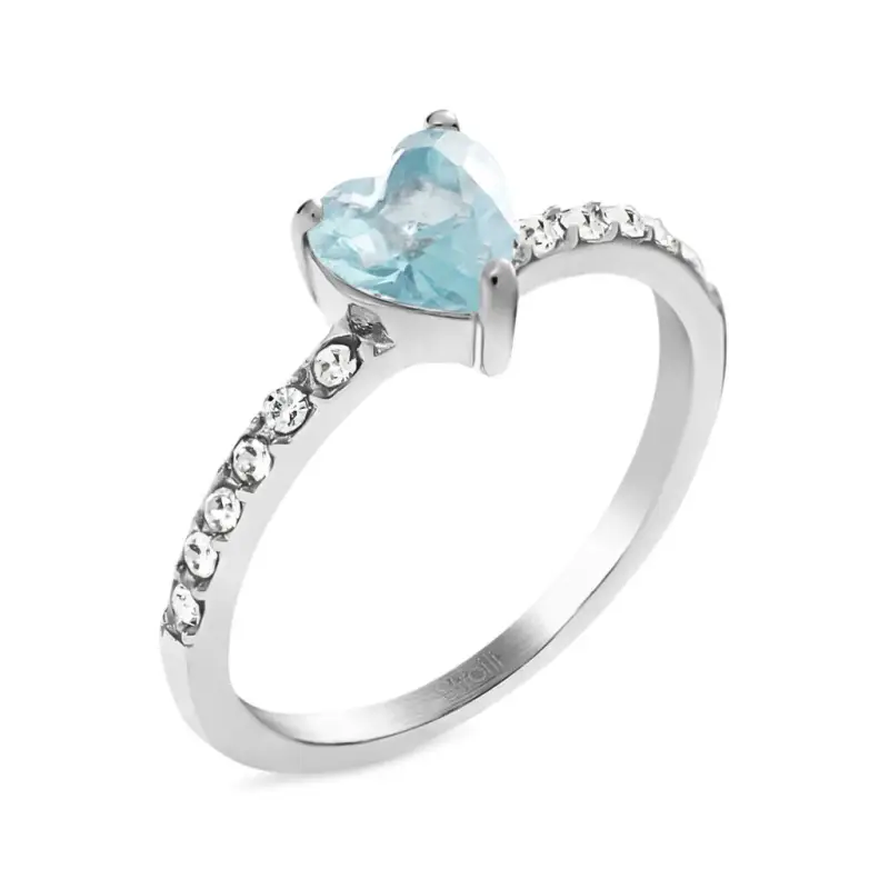 Anello Solitario Aura Acciaio Cristallo