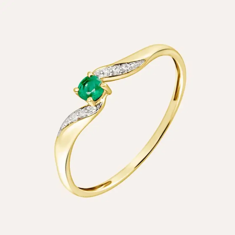 Anello Solitario Charlotte Oro Giallo Smeraldo