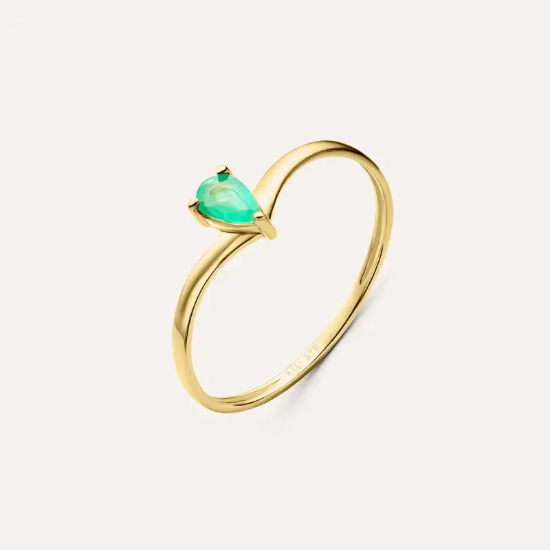 Stroili Anello Solitario Charlotte Oro Giallo Smeraldo