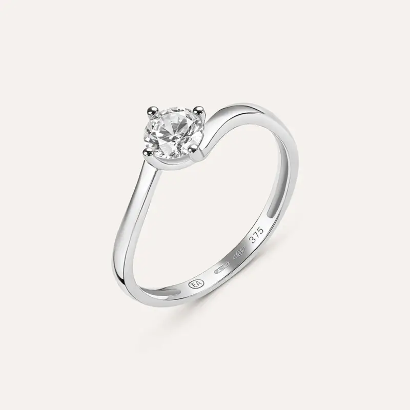 Anello Solitario Claire Oro Bianco Cubic Zirconia