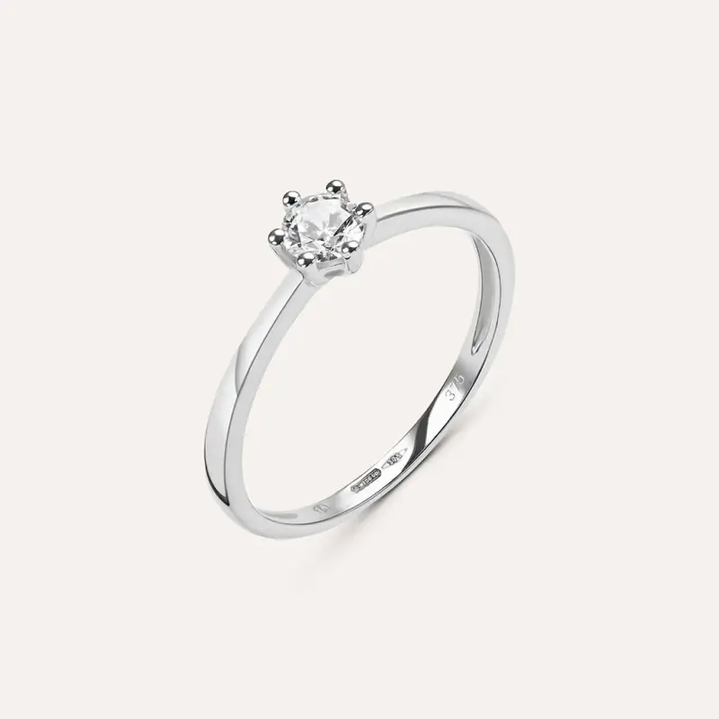 Anello Solitario Claire Oro Bianco Cubic Zirconia