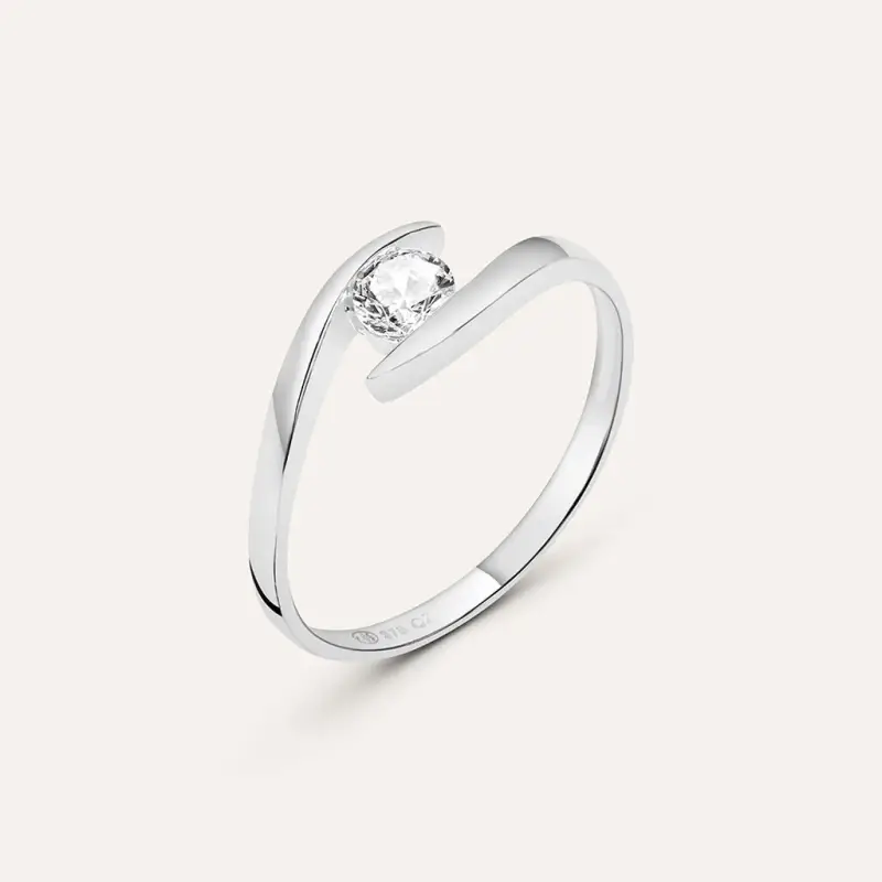 Anello Solitario Claire Oro Bianco Cubic Zirconia