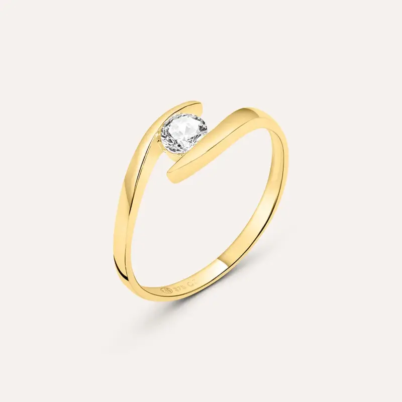Anello Solitario Claire Oro Giallo Cubic Zirconia