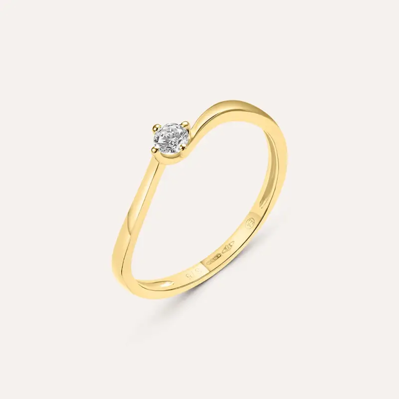 Anello Solitario Claire Oro Giallo Cubic Zirconia