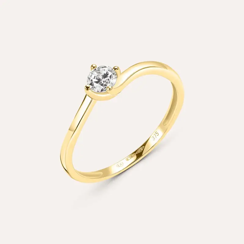 Anello Solitario Claire Oro Giallo Cubic Zirconia