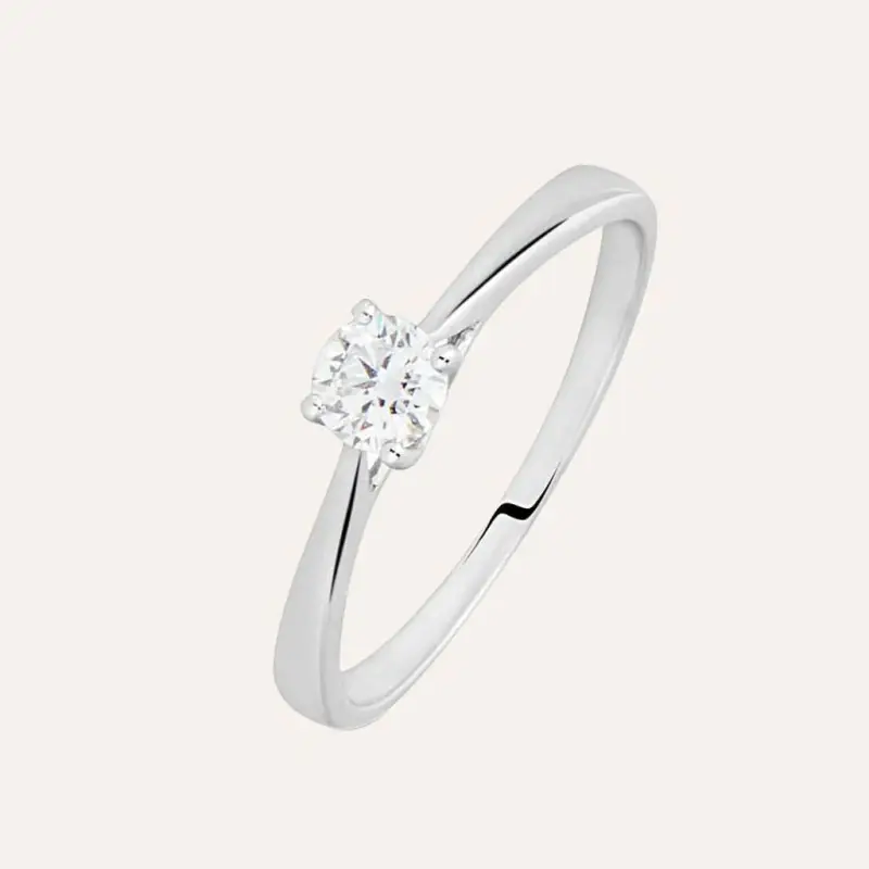 Anello Solitario Diamade Oro Bianco Diamante Lab-Grown