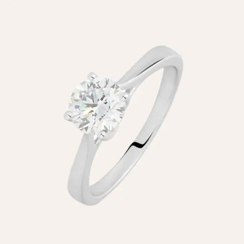 Anello Solitario Diamade Oro Bianco Diamante Lab-Grown