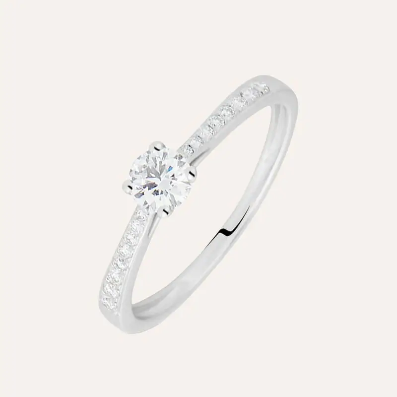 Anello Solitario Diamade Oro Bianco Diamante Lab-Grown