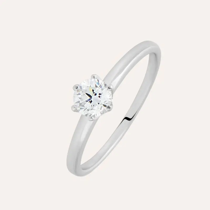 Anello Solitario Diamade Oro Bianco Diamante Lab-Grown