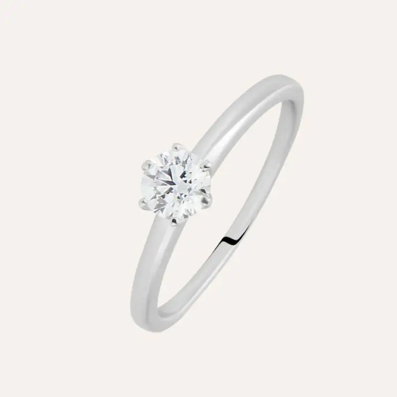 Anello Solitario Diamade Oro Bianco Diamante Lab-Grown