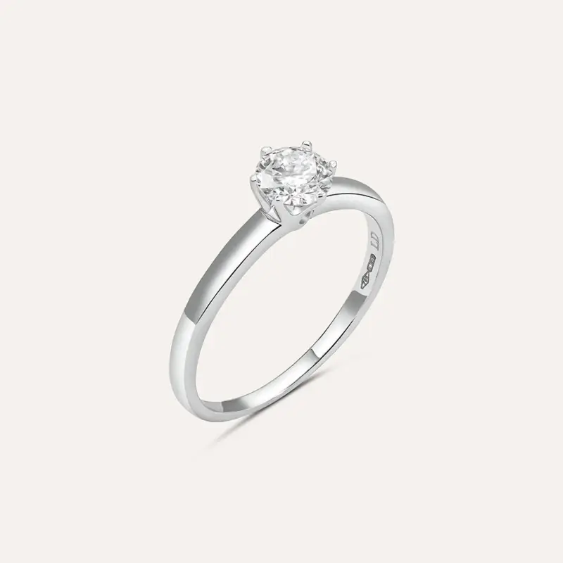 Anello Solitario Diamade Oro Bianco Diamante Lab-Grown