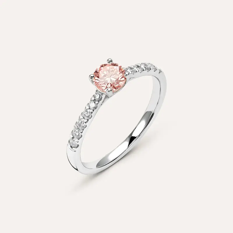 Anello Solitario Diamade Oro Bianco Diamante Lab-Grown