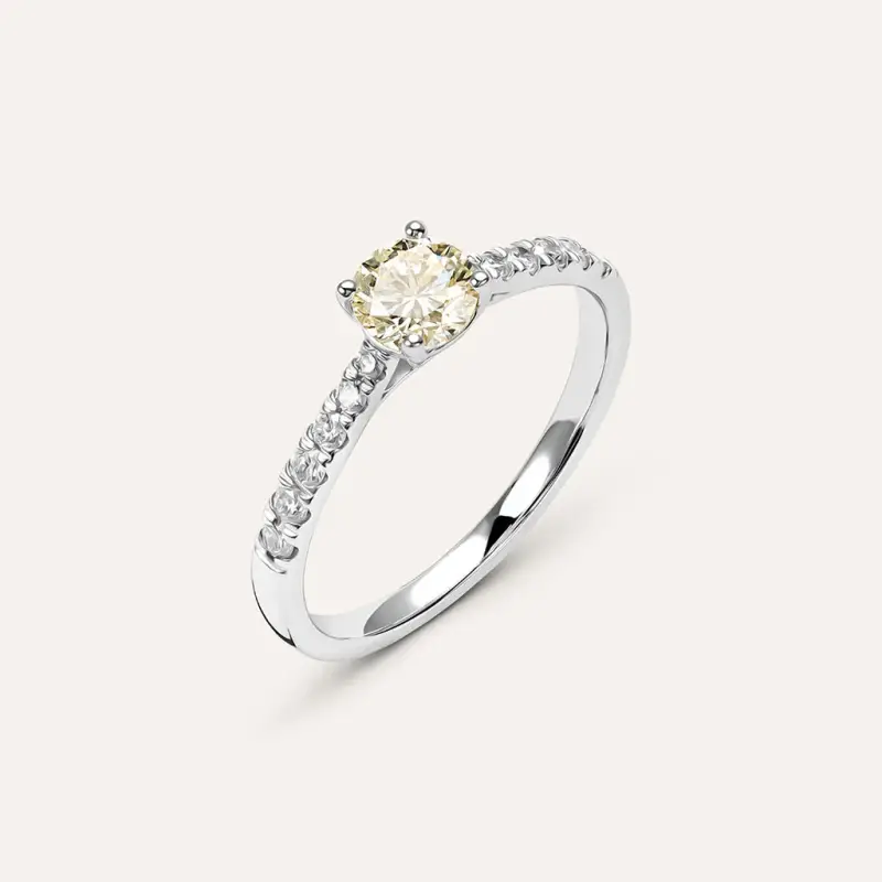 Anello Solitario Diamade Oro Bianco Diamante Lab-Grown