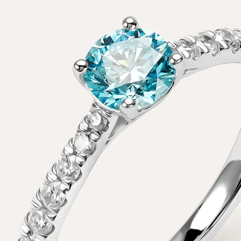 Anello Solitario Diamade Oro Bianco Diamante Lab-Grown miniatura 2