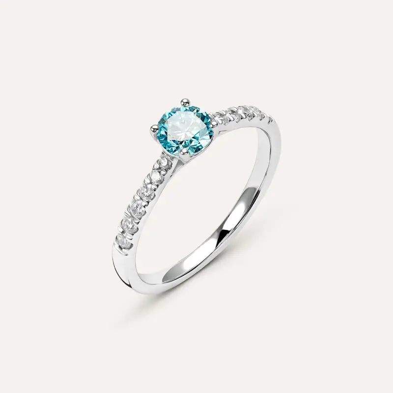 Anello Solitario Diamade Oro Bianco Diamante Lab-Grown