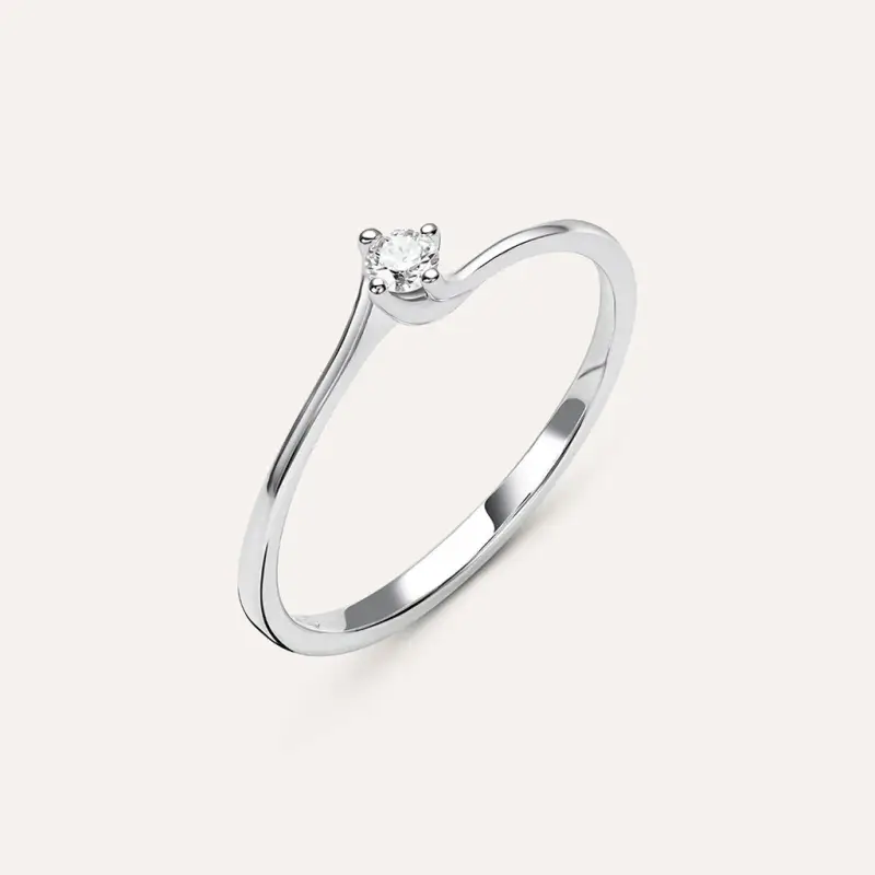 Anello Solitario Firmamenti Oro Bianco Diamante