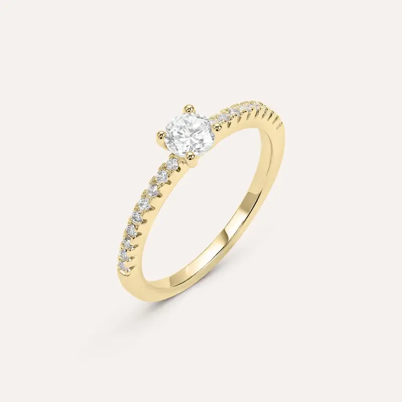 Anello Solitario Golden Dream Placcato Oro Giallo Cubic Zirconia