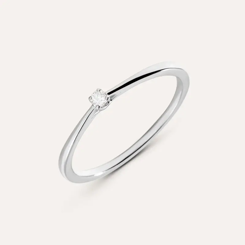 Anello Solitario Grace Oro Bianco Diamante