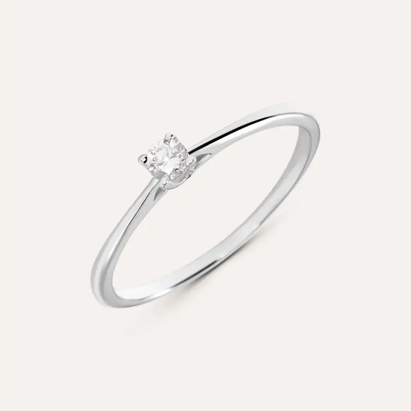 Anello Solitario Grace Oro Bianco Diamante