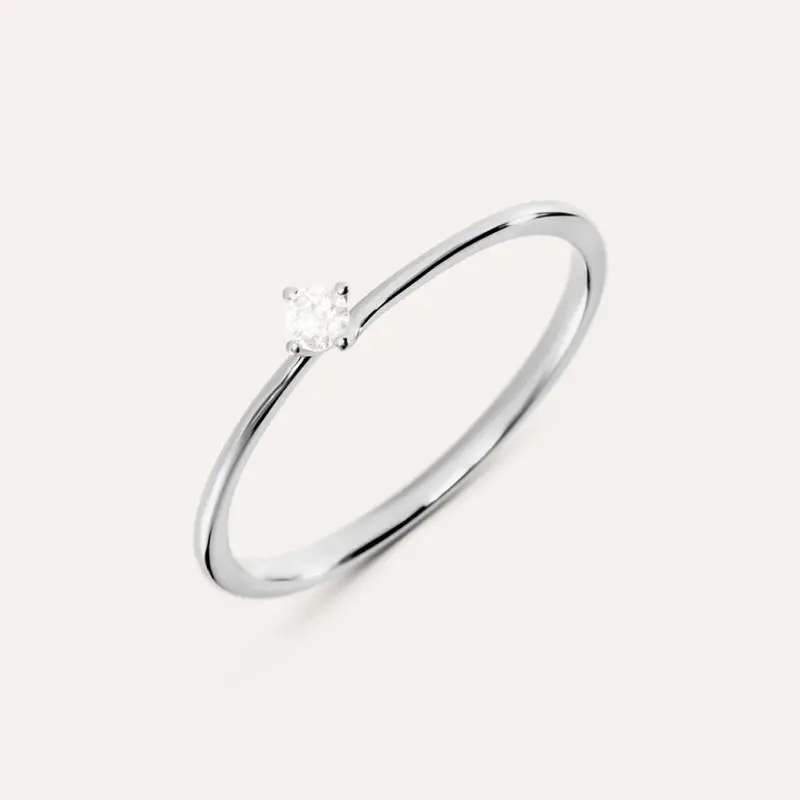 Anello Solitario Grace Oro Bianco Diamante