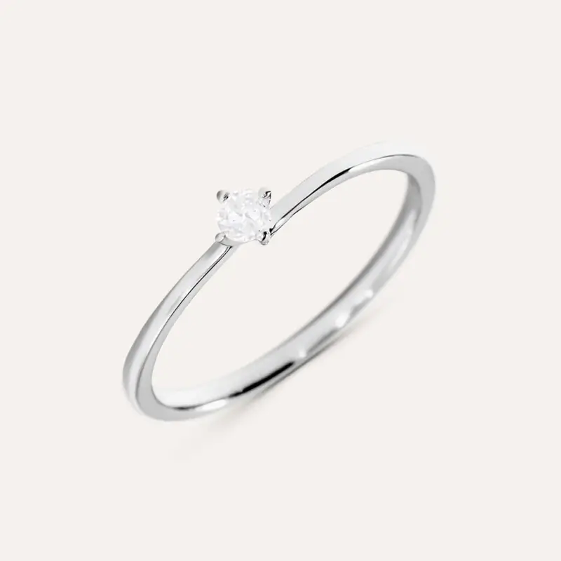 Anello Solitario Grace Oro Bianco Diamante
